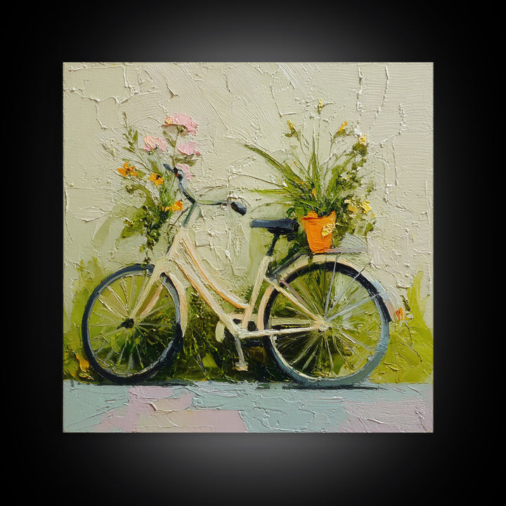 Bicycle Locked to Post Framed Canvas Print, Urban Art, African American Art, Living Room Decor, Fine Art, Urban, Gallery Decor, URB-1x1-39