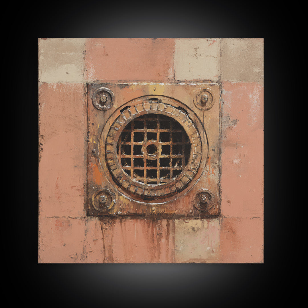 Open Manhole Steam Framed Canvas Print, Urban Art, Gallery Decor, Living Room Decor, Fine Art, Urban, Contemporary Art, URB-1x1-41