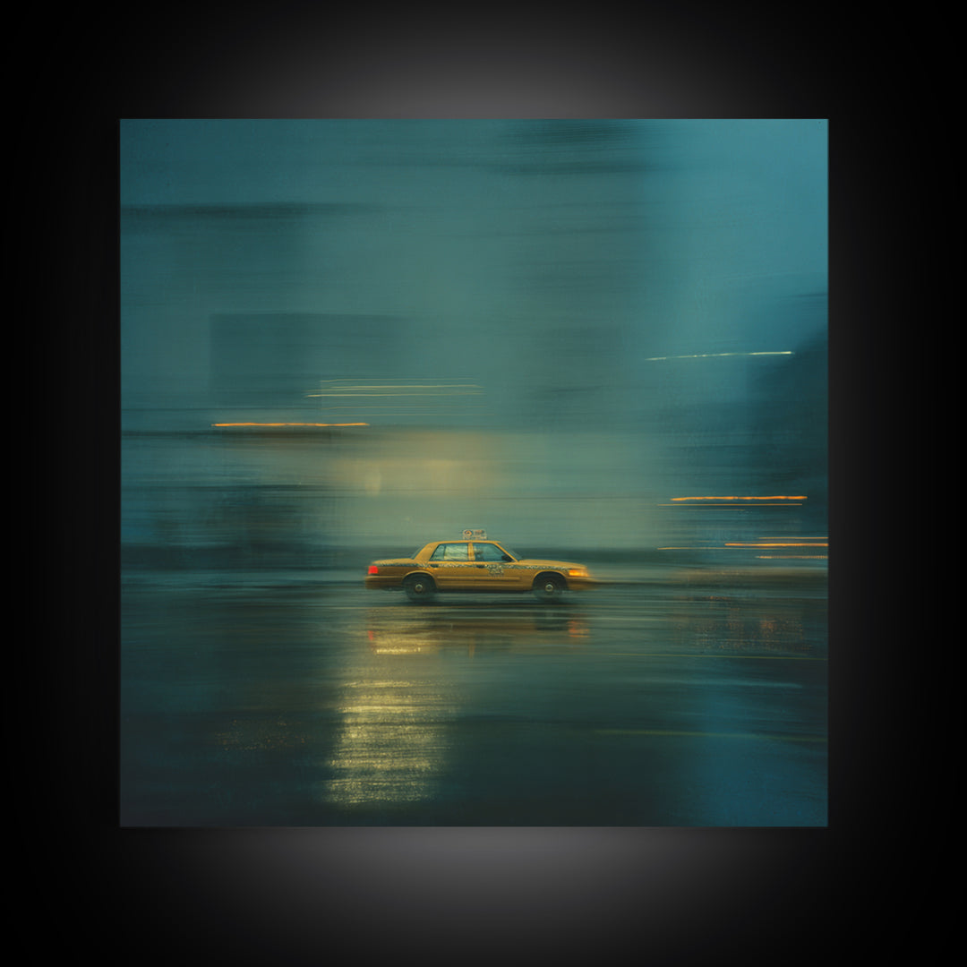 Taxi Cab Motion Blur Canvas Print, Urban Art, Wall Art, Living Room Decor, Fine Art, Urban, Digital Print, Printable Art, URB-1x1-99