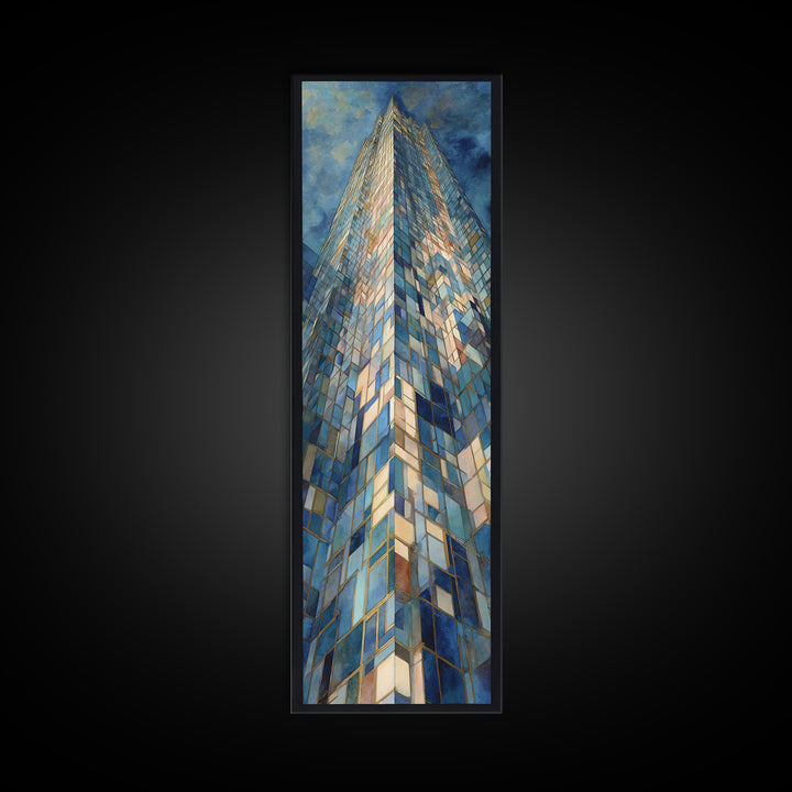 Modern Skyscraper Glass Reflections Canvas Print, Urban Art, Digital Download Art, Living Room Decor, Fine Art, Urban, URB-1x3-2