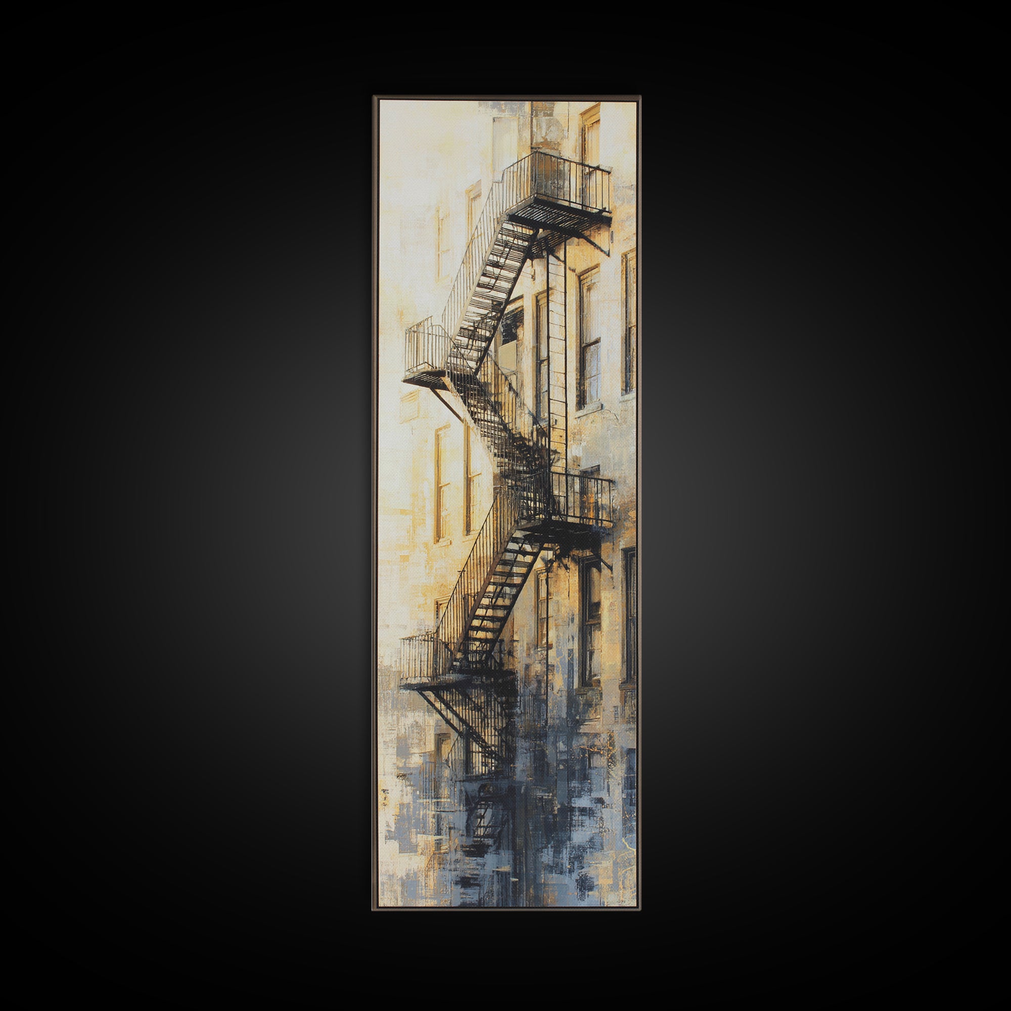 Fire Escape Silhouette Canvas Print, Urban Art, Black Girl Wall Art, Living Room Decor, Fine Art, Urban, Art Print, URB-1x3-38