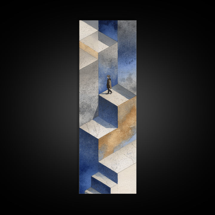 Skateboarder Crossing a Concrete Plaza Canvas Print, Urban Art, Art Deco, Living Room Decor, Fine Art, Urban, Book Shelf Decor, URB-1x3-43