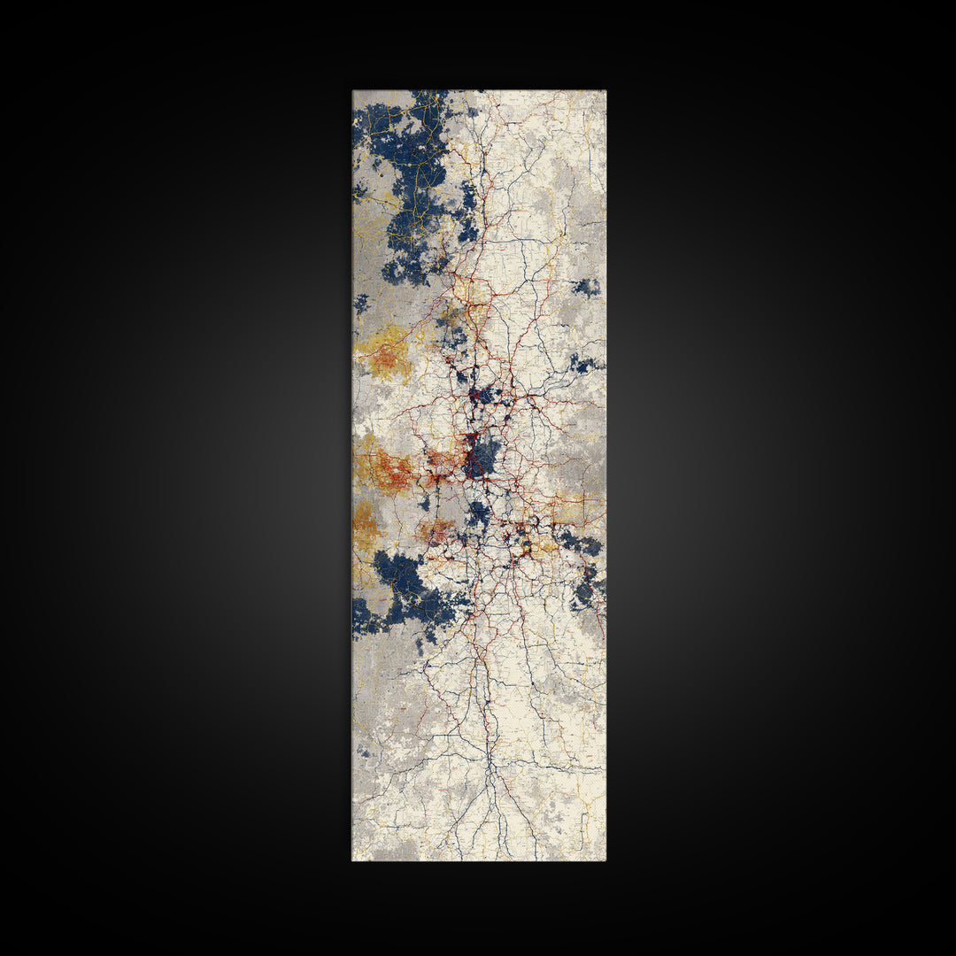 Abstract Subway Map Lines Without Labels Framed Canvas Print, Urban Art, Canvas Wall Art, Living Room Decor, Abstract Art, URB-1x3-64