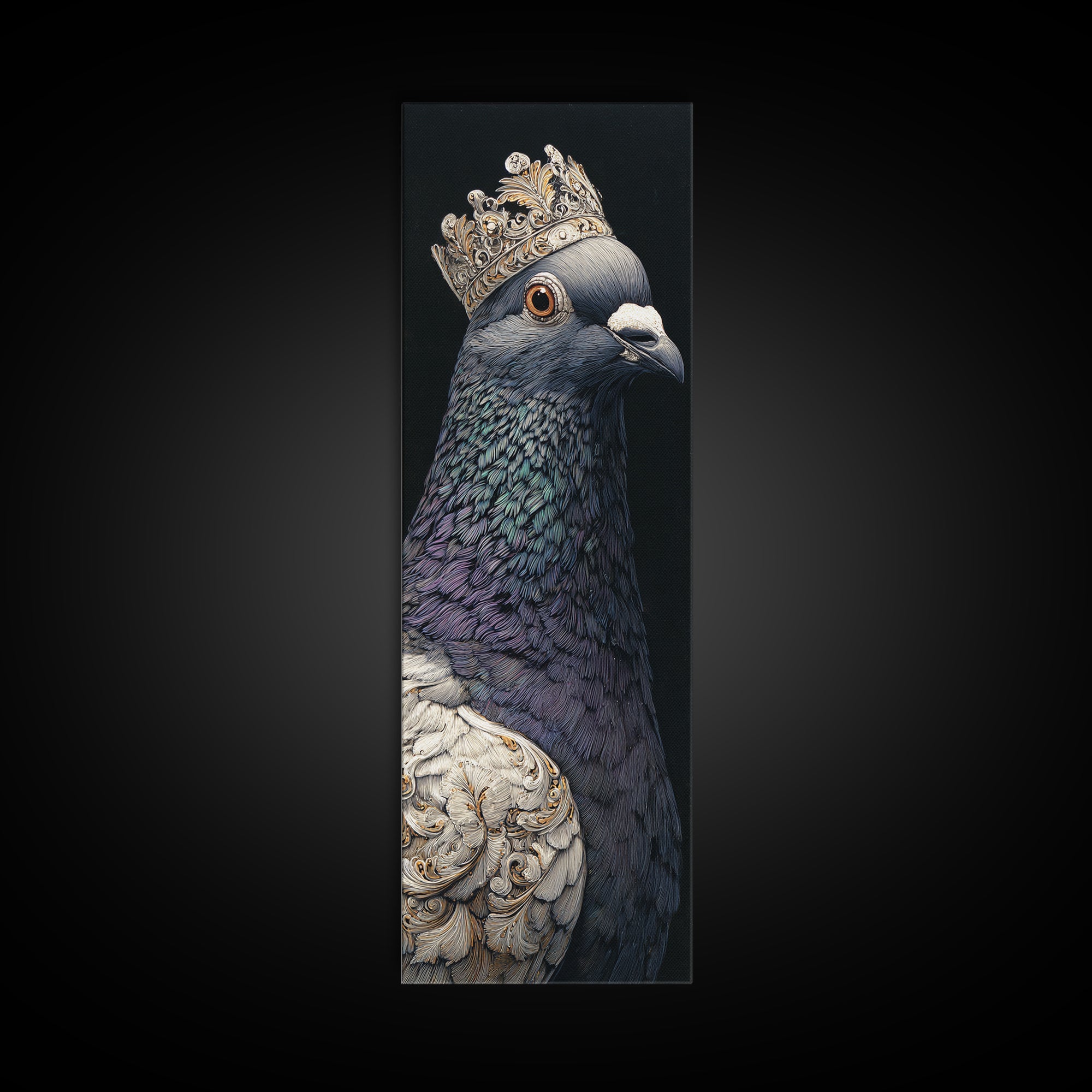 Urban Pigeon Portrait Canvas Print, Urban Art, Textured Wall Art, Living Room Decor, Oil Painting, Urban, Digital Download Art, URB-1x3-68