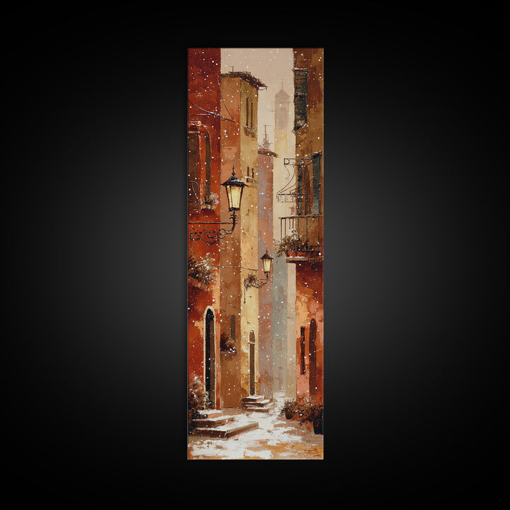 Streetlamp and Falling Snow Canvas Print, Urban Art, Printable Wall Art, Living Room Decor, Fine Art, Urban, Modern Art, URB-1x3-73