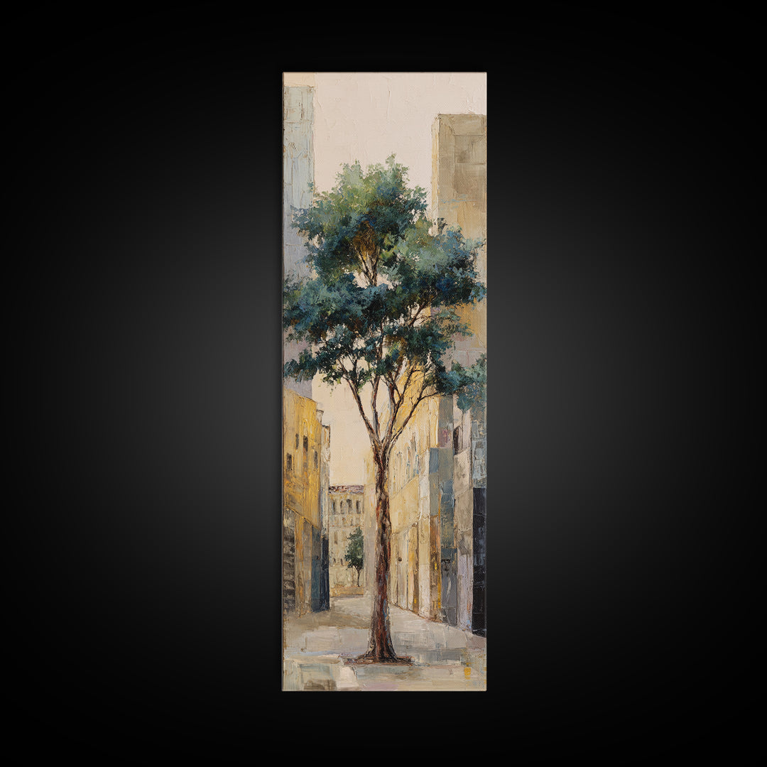 City Park Tree Framed by Buildings Canvas Print, Urban Art, Gay Art, Living Room Decor, Fine Art, Urban, Minimalist Decor, URB-1x3-78