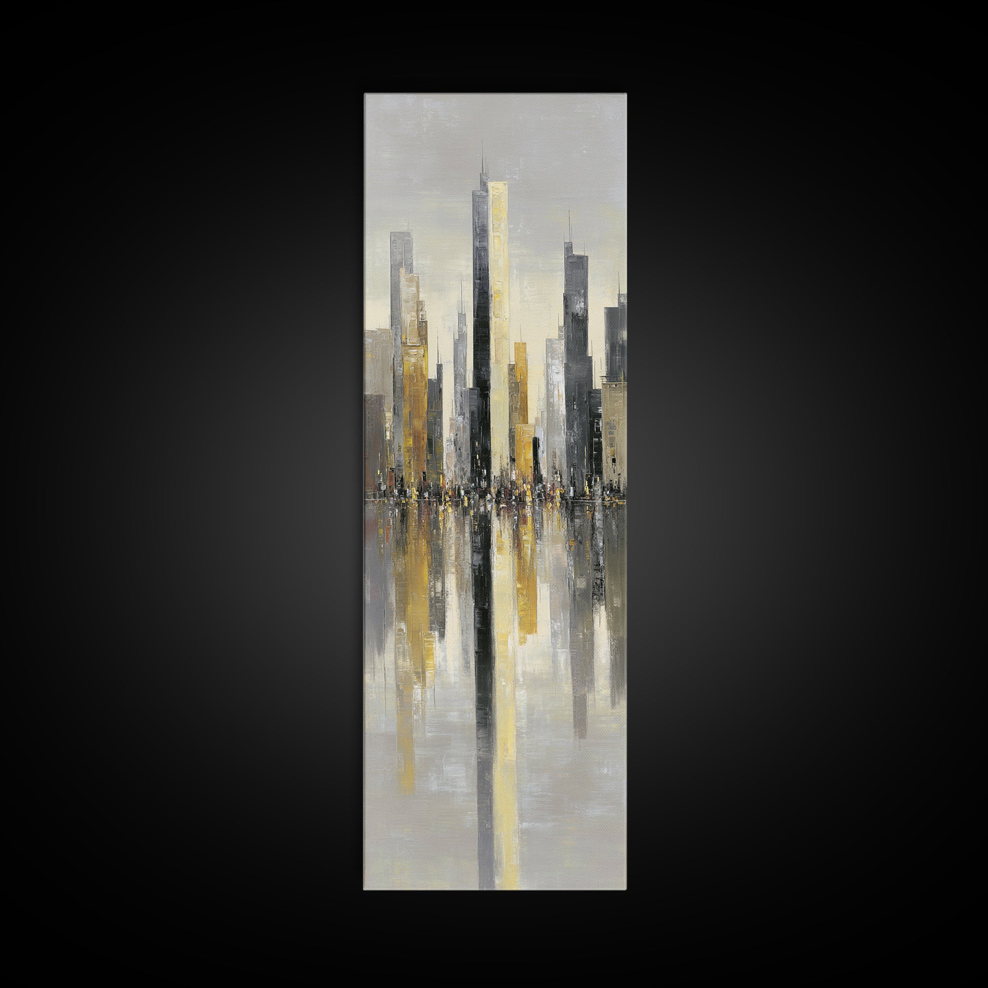 Moody City Skyline Reflected Canvas Print, Urban Art, Poster, Living Room Decor, Abstract Art, Urban, Modern Wall Art, URB-1x3-85