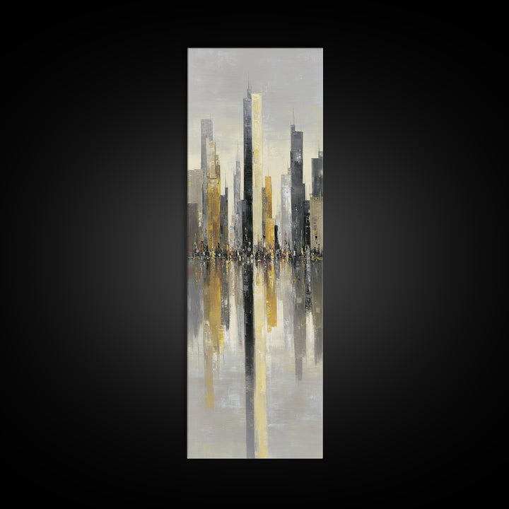 Moody City Skyline Reflected Canvas Print, Urban Art, Poster, Living Room Decor, Abstract Art, Urban, Modern Wall Art, URB-1x3-85