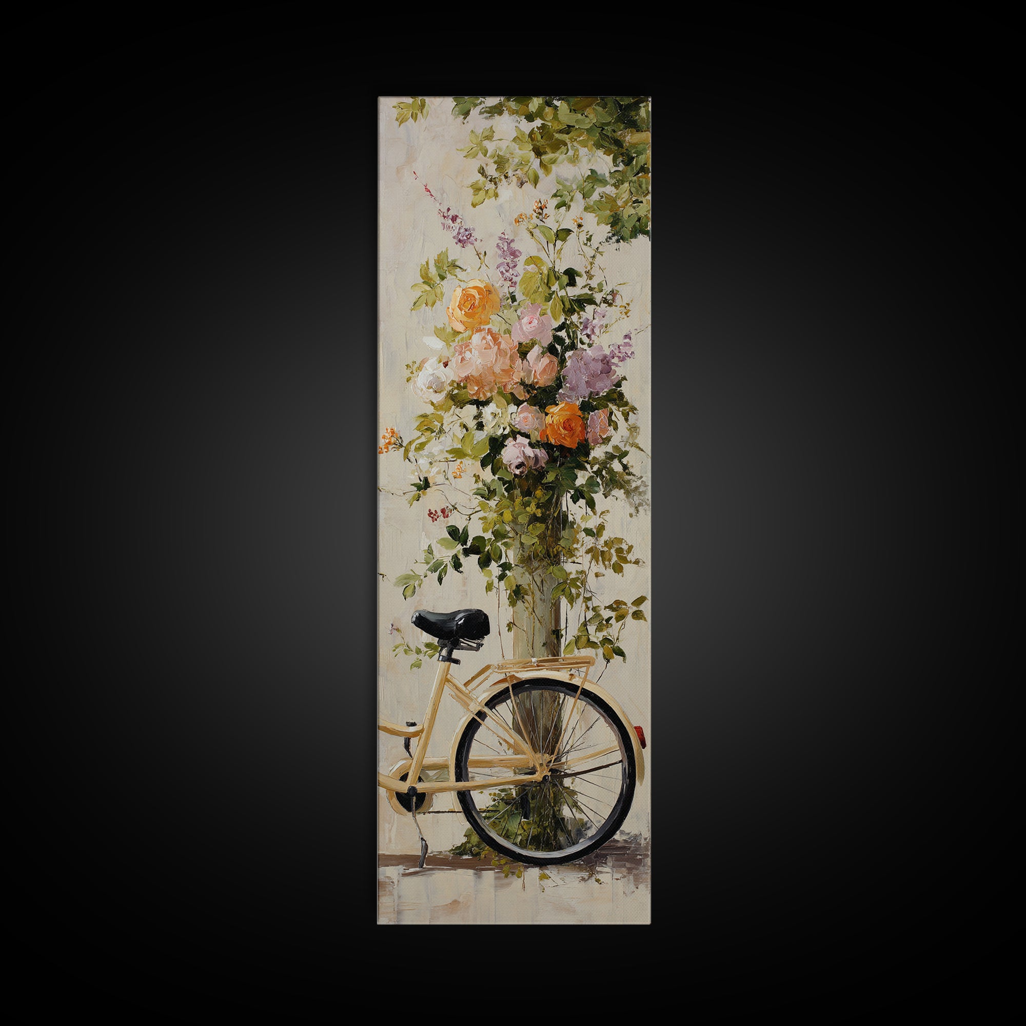 Bicycle Locked to Post Canvas Print, Urban Art, Pop Art, Living Room Decor, Watercolor Art, Urban, Textured Painting, URB-1x3-99
