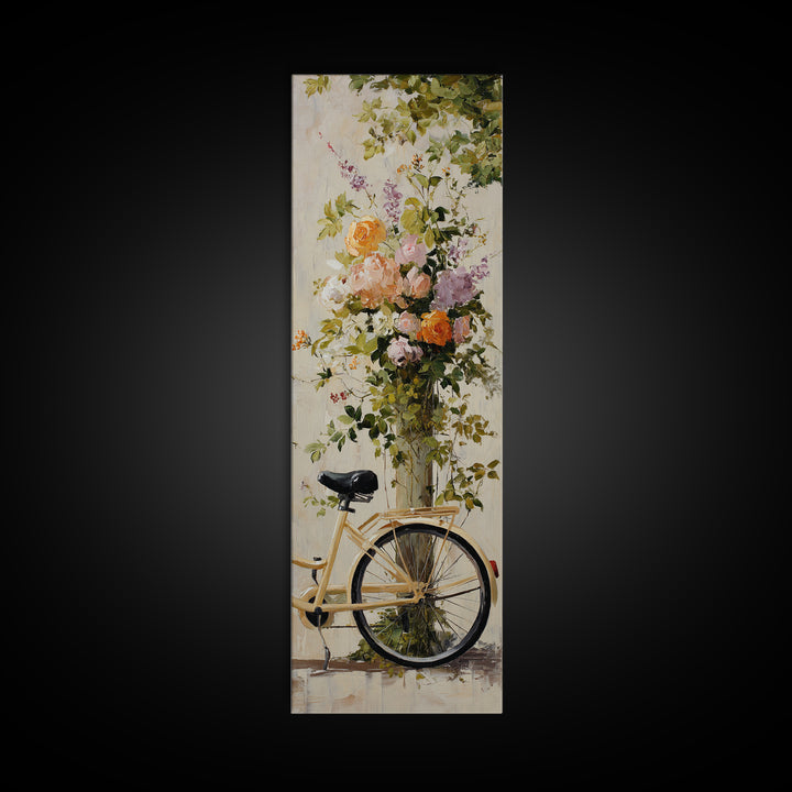 Bicycle Locked to Post Canvas Print, Urban Art, Pop Art, Living Room Decor, Watercolor Art, Urban, Textured Painting, URB-1x3-99