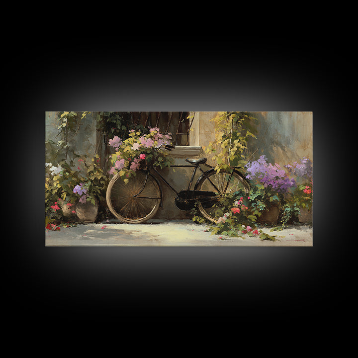 Bicycle Locked to Post Framed Canvas Print, Urban Art, African American Art, Living Room Decor, Fine Art, Urban, Gallery Decor, URB-2x1-11