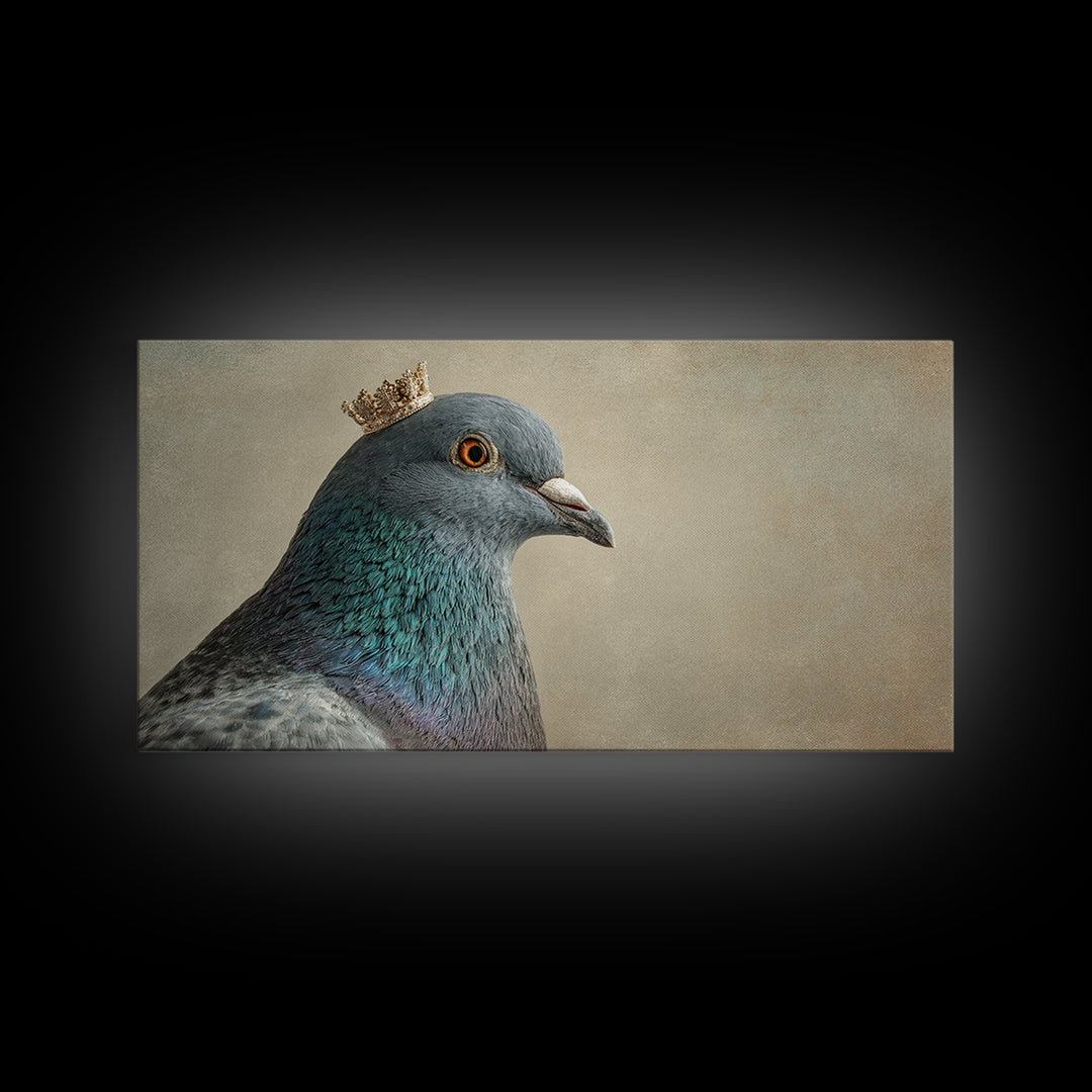 Urban Pigeon Portrait Framed Canvas Print, Urban Art, Minimalist Decor, Living Room Decor, Fine Art, Urban, Textured Wall Art, URB-2x1-28