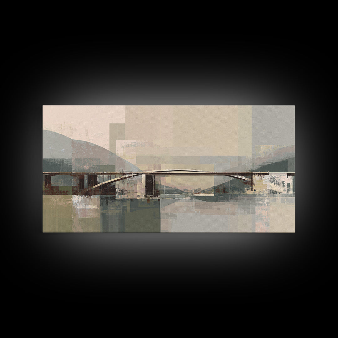 City Bridge Structure Framed Canvas Print, Urban Art, Luxury Decor, Living Room Decor, Fine Art, Urban, Original Painting, URB-2x1-30