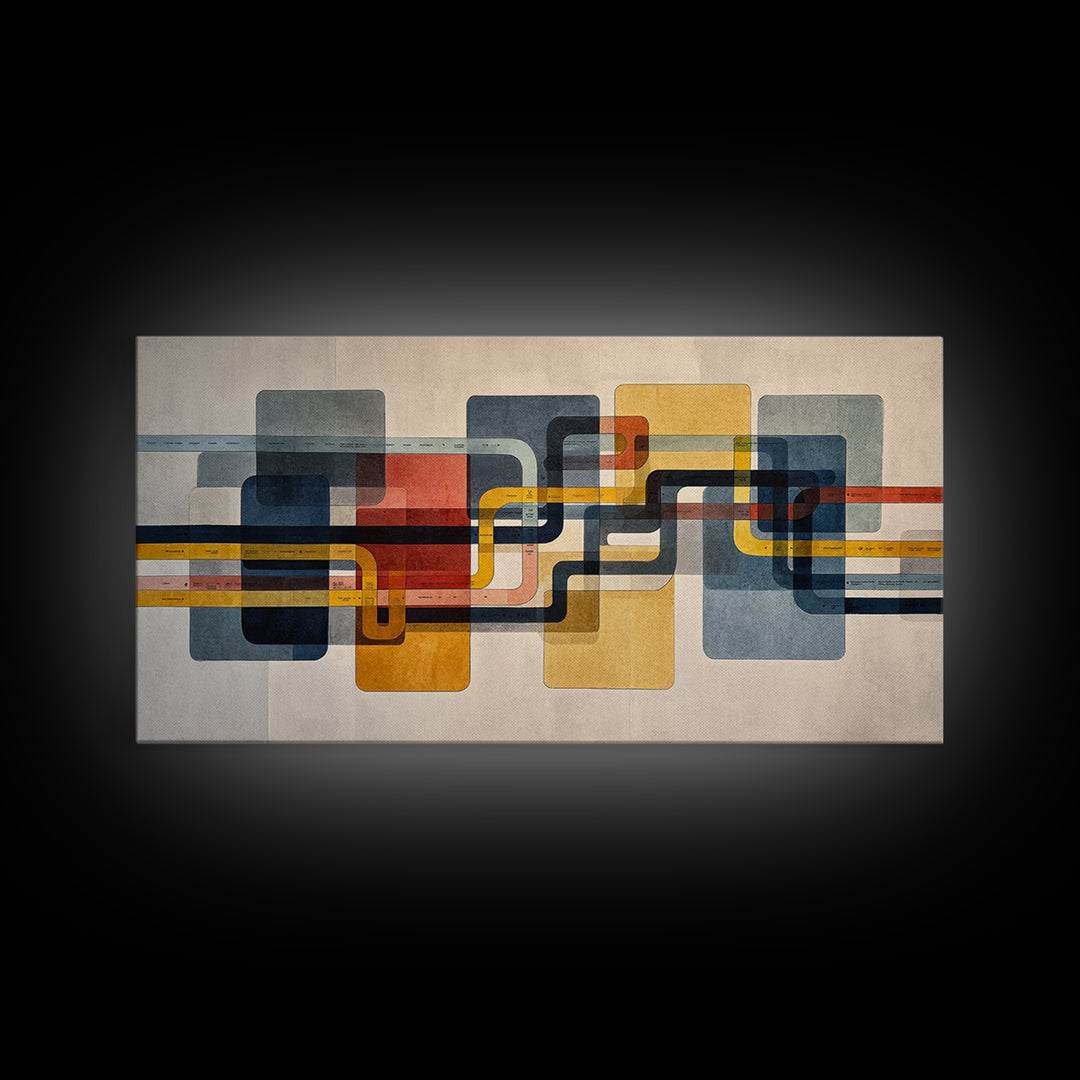 Abstract Subway Map Lines Without Labels Canvas Print, Urban Art, Wall Decor, Living Room Decor, Abstract Art, Urban, URB-2x1-48