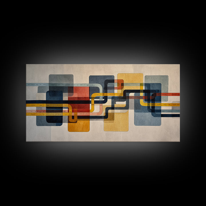 Abstract Subway Map Lines Without Labels Canvas Print, Urban Art, Wall Decor, Living Room Decor, Abstract Art, Urban, URB-2x1-48