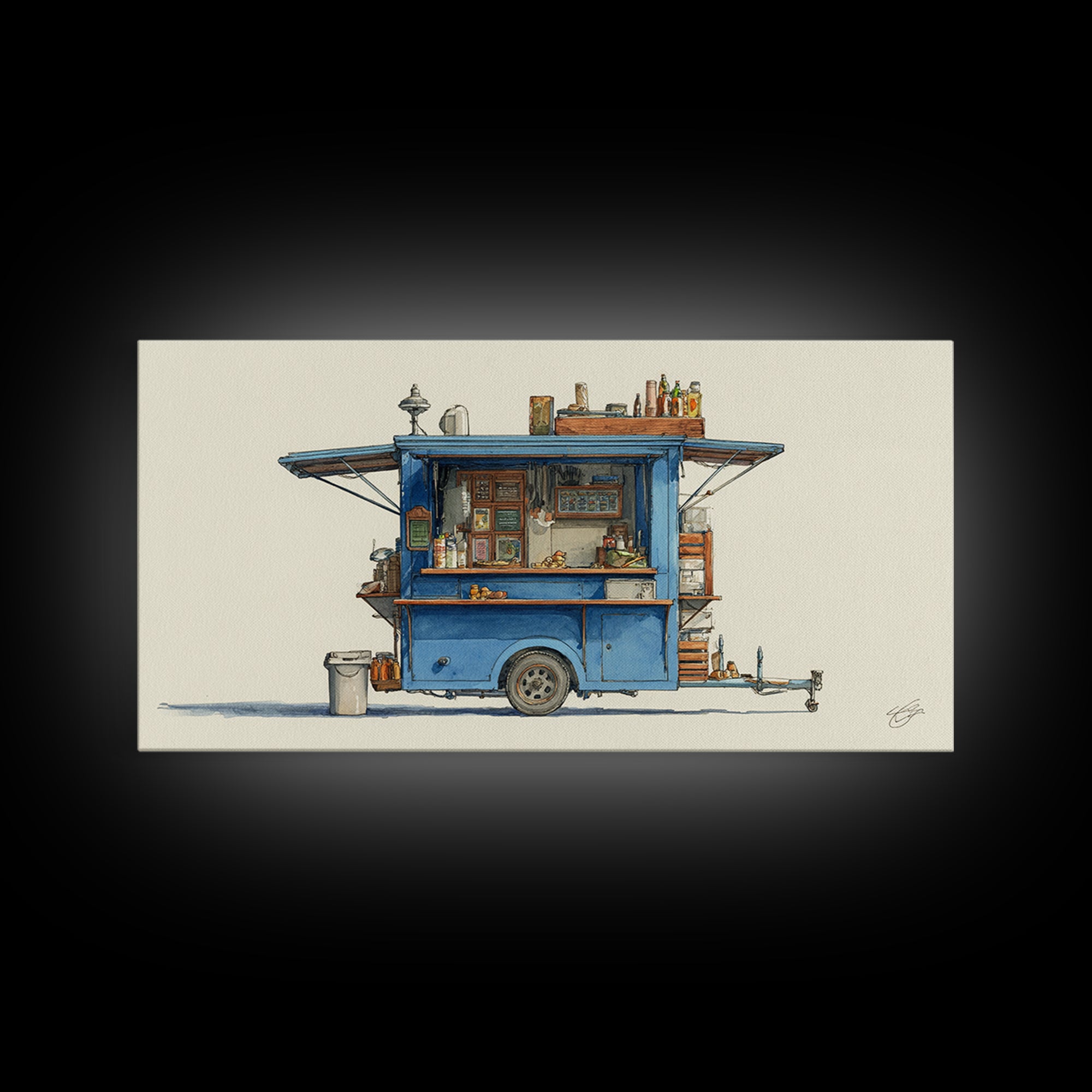 Street Food Cart Still Life Without Signage Framed Canvas Print, Urban Art, Basketball Wall Art, Living Room Decor, Urban, URB-2x1-67