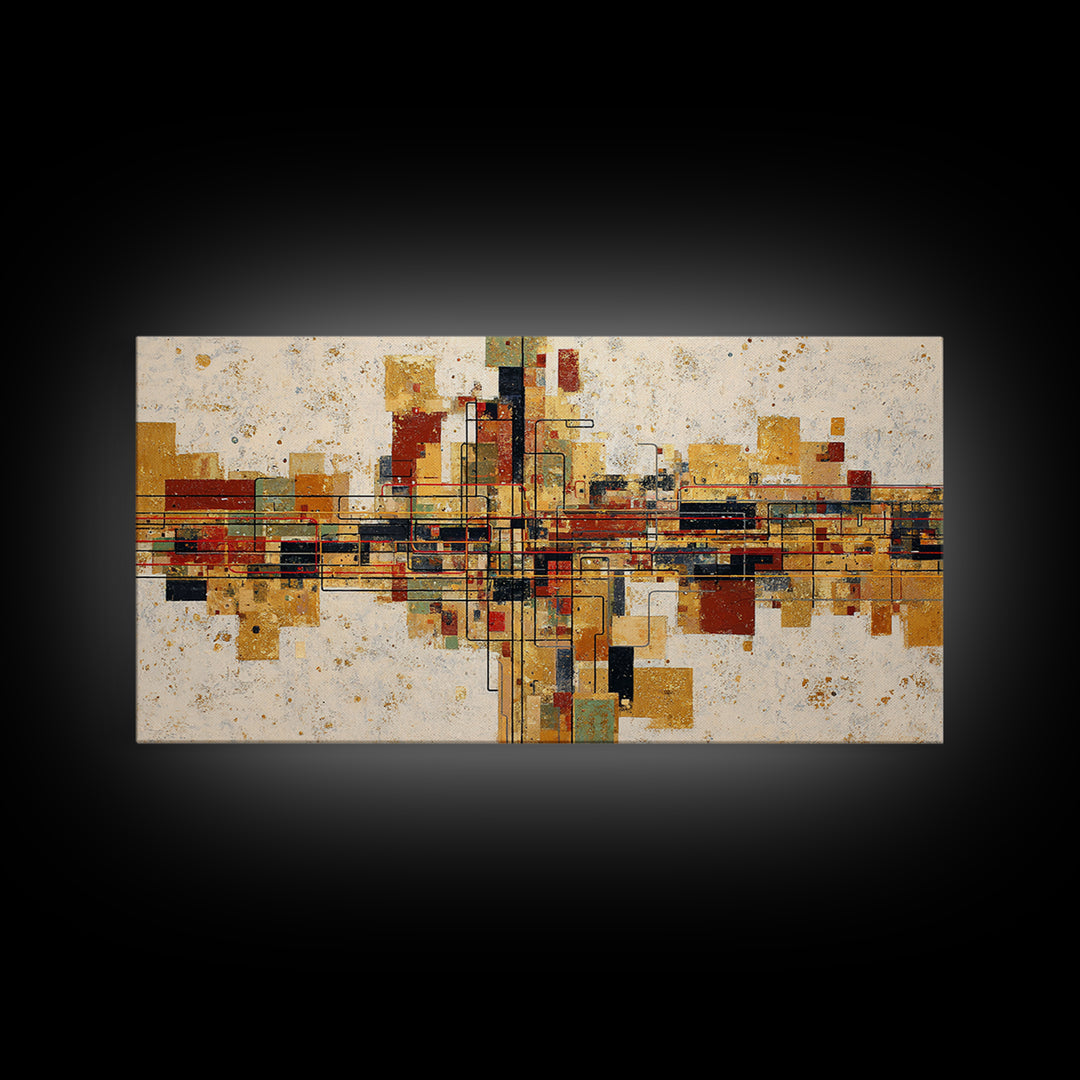 Abstract Subway Map Lines Without Labels Framed Canvas Print, Urban Art, Original Art, Living Room Decor, Abstract Art, Urban, URB-2x1-72