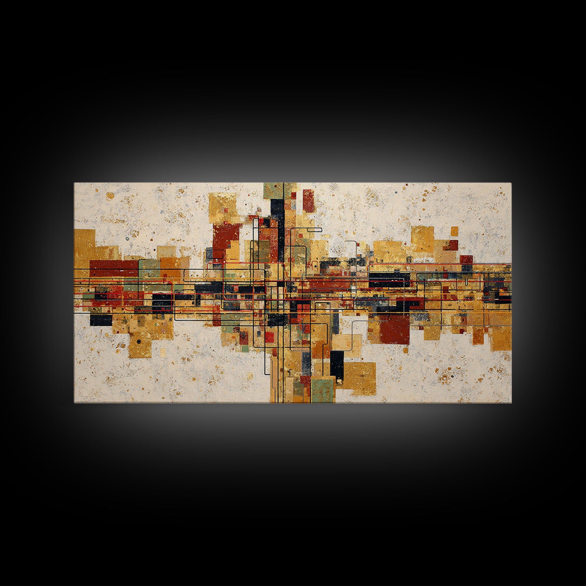 Abstract Subway Map Lines Without Labels Framed Canvas Print, Urban Art, Original Art, Living Room Decor, Abstract Art, Urban, URB-2x1-72