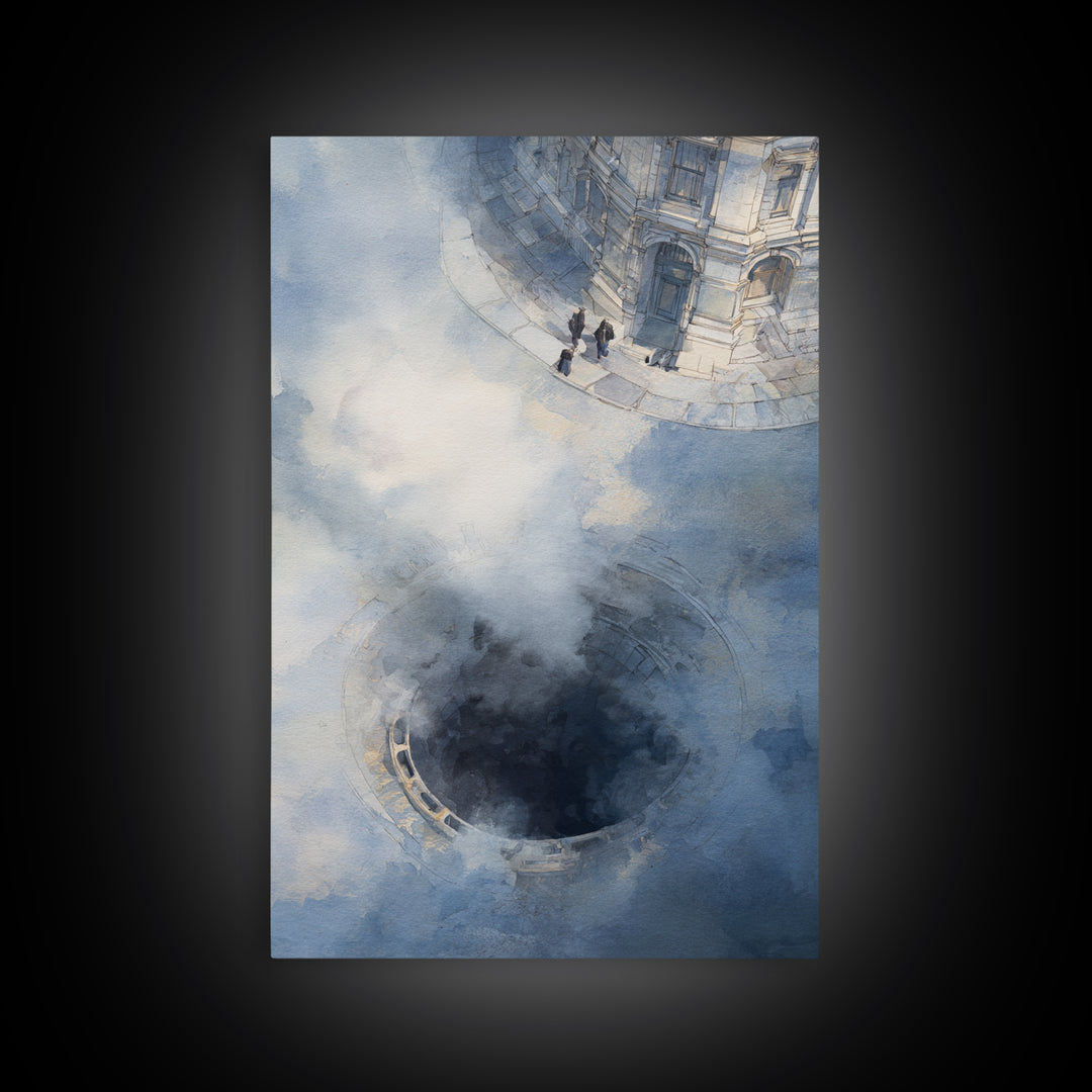 Open Manhole Steam Canvas Print, Urban Art, Original Painting, Living Room Decor, Fine Art, Urban, African American Art, URB-2x3-49