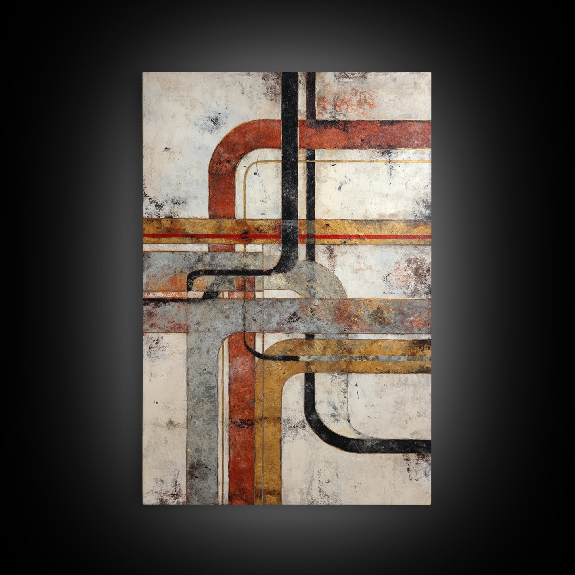 Abstract Subway Map Lines Without Labels Framed Canvas Print, Urban Art, Wall Art, Living Room Decor, Abstract Art, Urban, URB-2x3-60