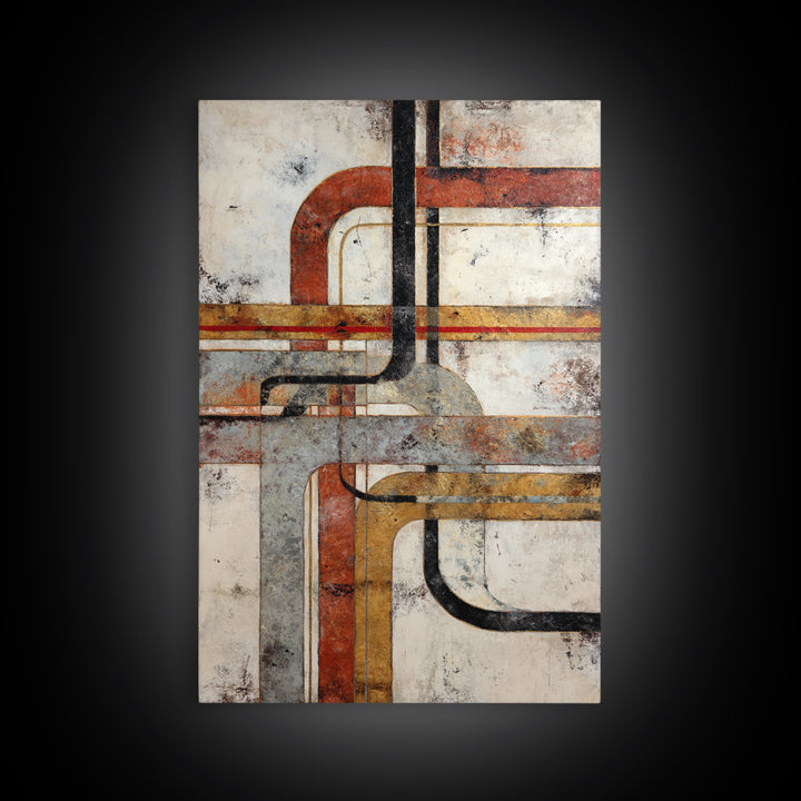 Abstract Subway Map Lines Without Labels Framed Canvas Print, Urban Art, Wall Art, Living Room Decor, Abstract Art, Urban, URB-2x3-60