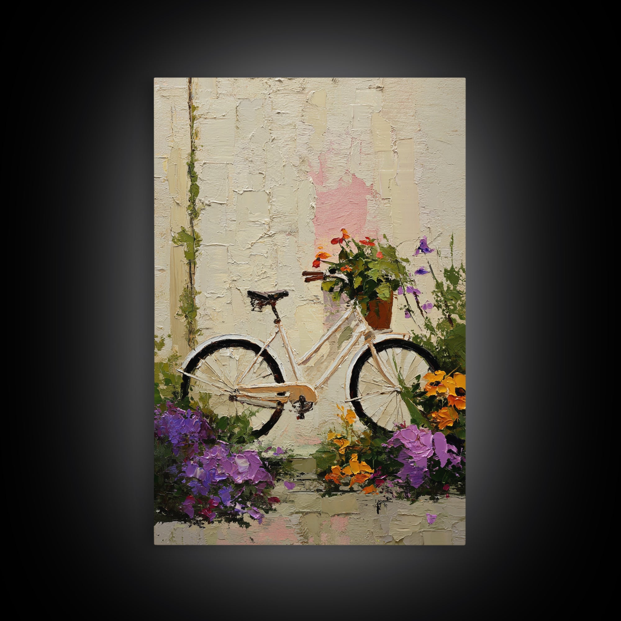 Bicycle Locked to Post Canvas Print, Urban Art, Original Painting, Living Room Decor, Oil Painting, Urban, African American Art, URB-2x3-71