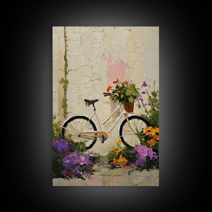 Bicycle Locked to Post Canvas Print, Urban Art, Original Painting, Living Room Decor, Oil Painting, Urban, African American Art, URB-2x3-71