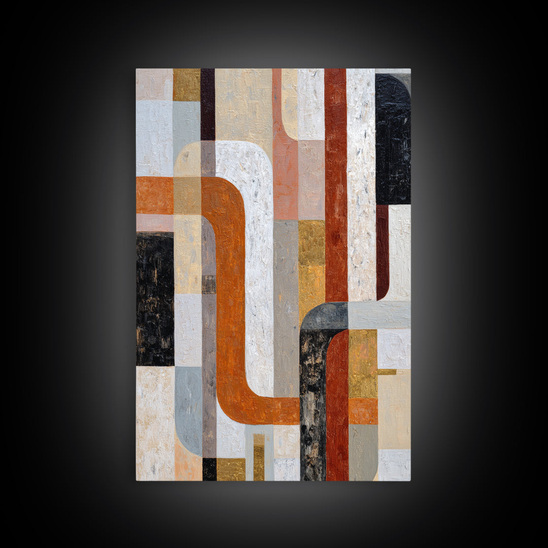 High Rise Window Grid Abstract Framed Canvas Print, Urban Art, Oil Painting, Living Room Decor, Abstract Art, Urban, URB-2x3-75