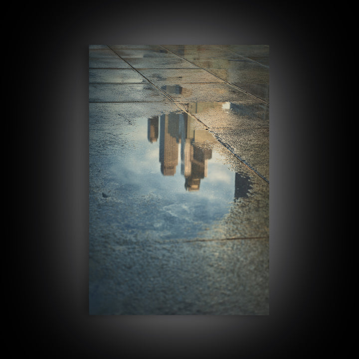 Moody City Skyline Reflected Canvas Print, Urban Art, Poster, Living Room Decor, Abstract Art, Urban, Modern Wall Art, URB-2x3-9
