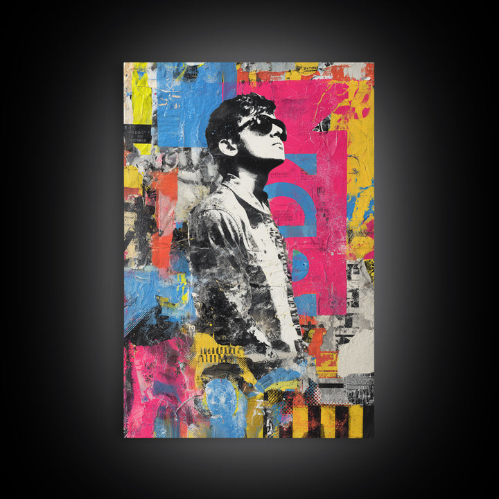 Graffiti Covered Alley Rendered as Color Collage Canvas Print, Urban Art, Black Wall Art, Living Room Decor, Fine Art, Urban, URB-2x3-91