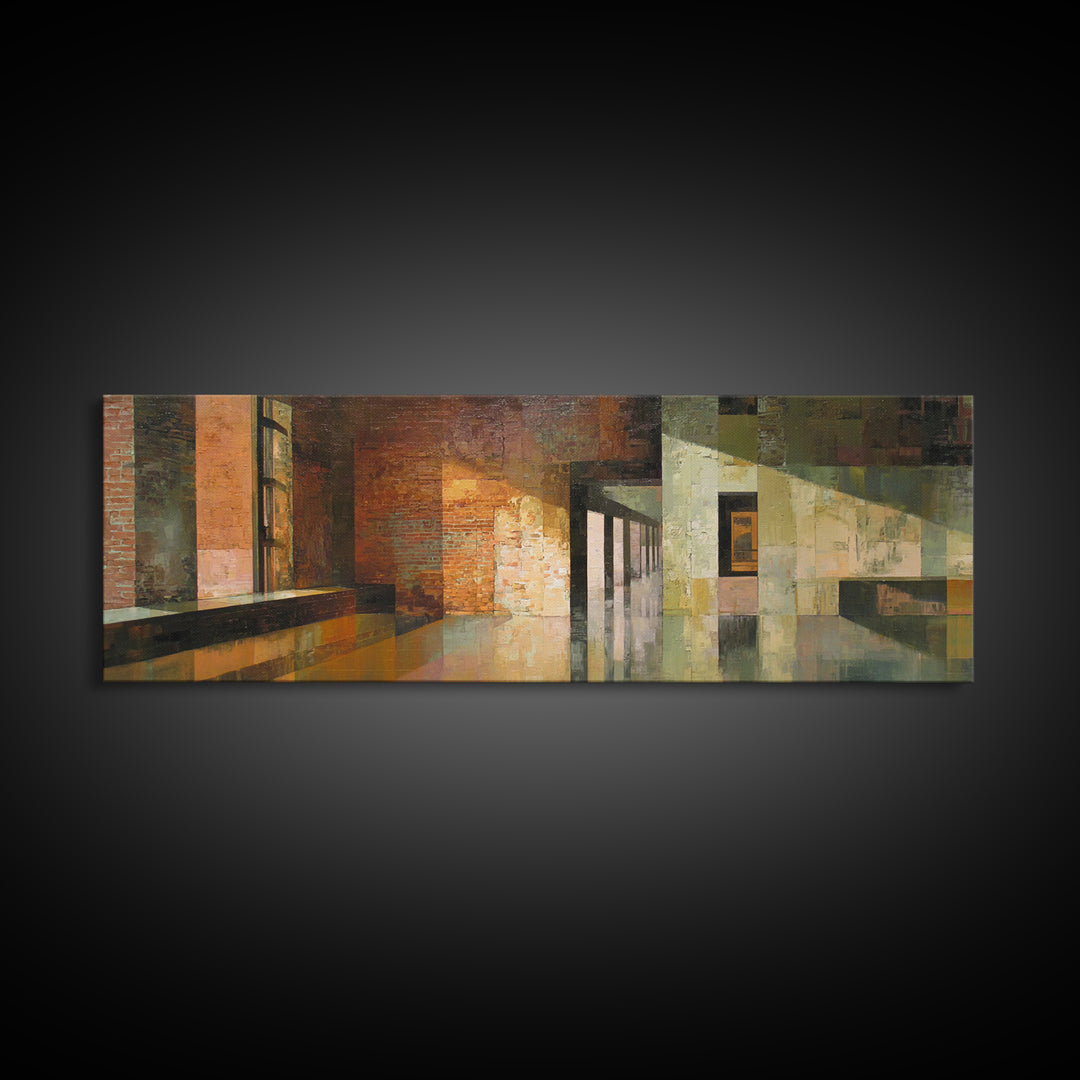 Brick Wall and Window Shadows as Geometry Canvas Print, Urban Art, African American Art, Living Room Decor, Fine Art, Urban, URB-3x1-45