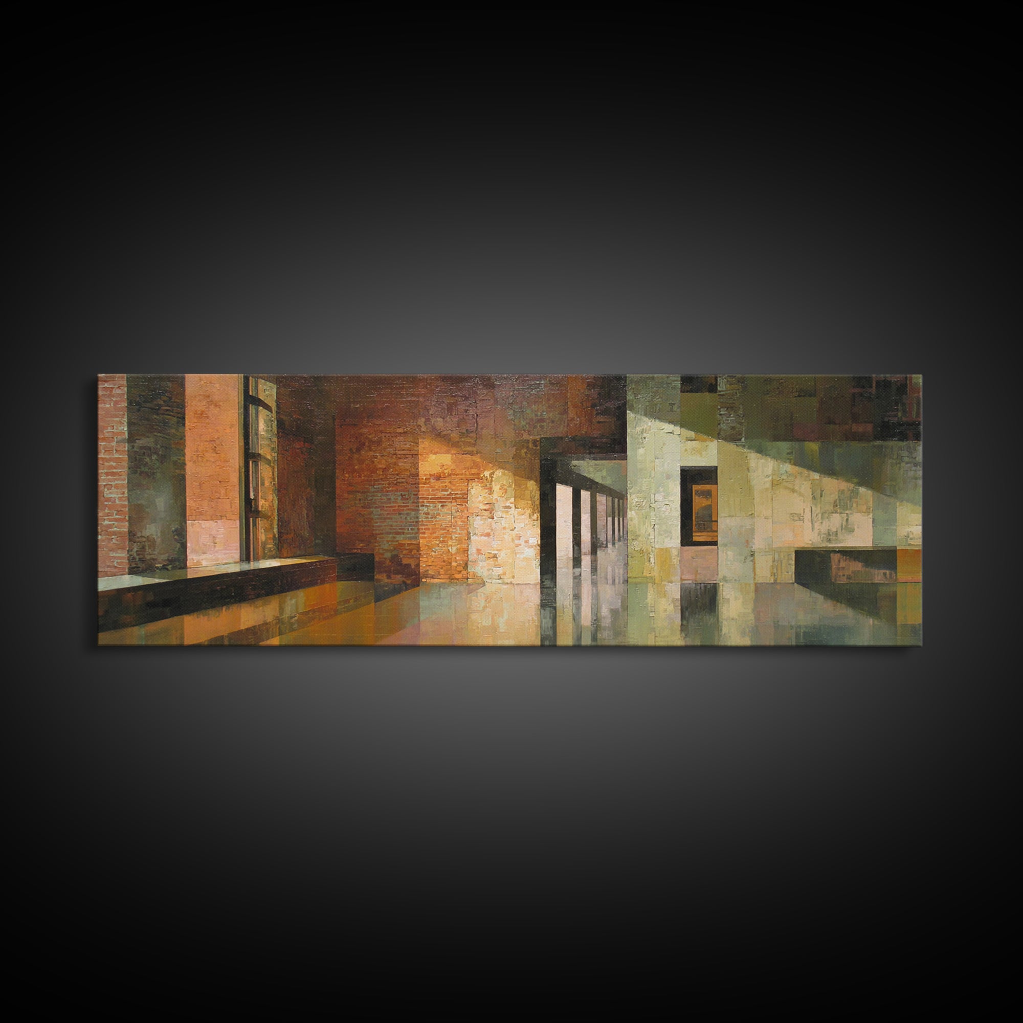 Brick Wall and Window Shadows as Geometry Canvas Print, Urban Art, African American Art, Living Room Decor, Fine Art, Urban, URB-3x1-45