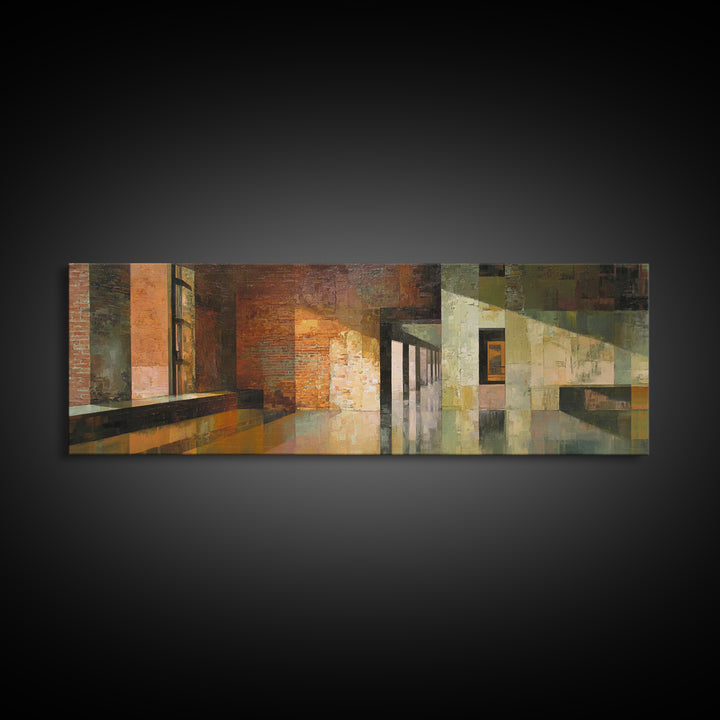 Brick Wall and Window Shadows as Geometry Canvas Print, Urban Art, African American Art, Living Room Decor, Fine Art, Urban, URB-3x1-45