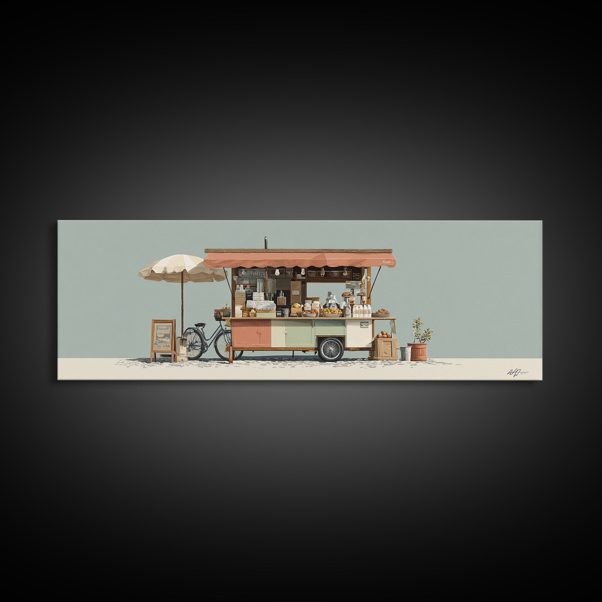 Street Food Cart Still Life Without Signage Framed Canvas Print, Urban Art, Room Decor, Living Room Decor, Fine Art, Urban, URB-3x1-63