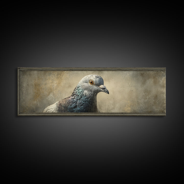 Urban Pigeon Portrait Framed Canvas Print, Urban Art, Wall Art, Living Room Decor, Fine Art, Urban, Printable Art, URB-3x1-72