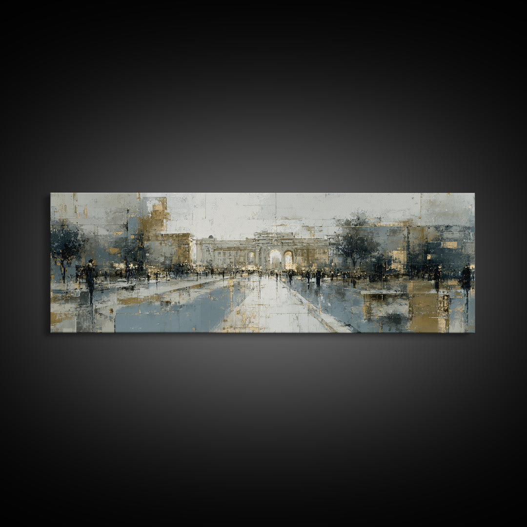 Open Manhole Steam Framed Canvas Print, Urban Art, Canvas Wall Art, Living Room Decor, Fine Art, Urban, Colorful Wall Art, URB-3x1-9