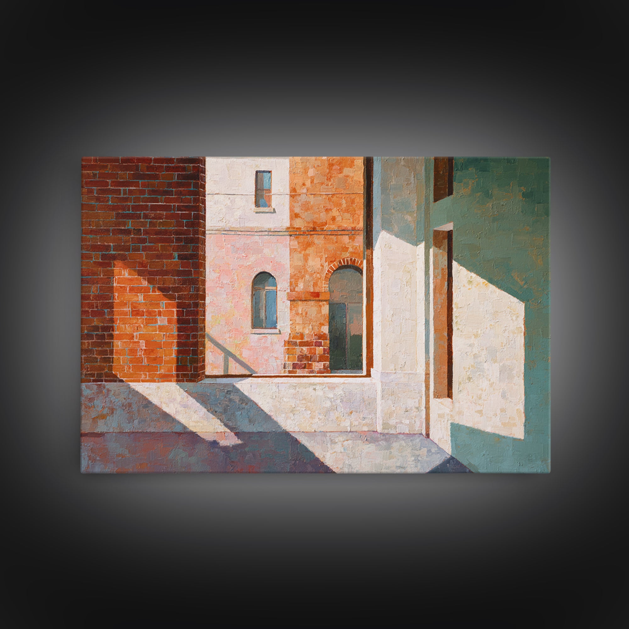 Brick Wall and Window Shadows as Geometry Canvas Print, Urban Art, Book Shelf Decor, Living Room Decor, Fine Art, Urban, URB-3x2-33