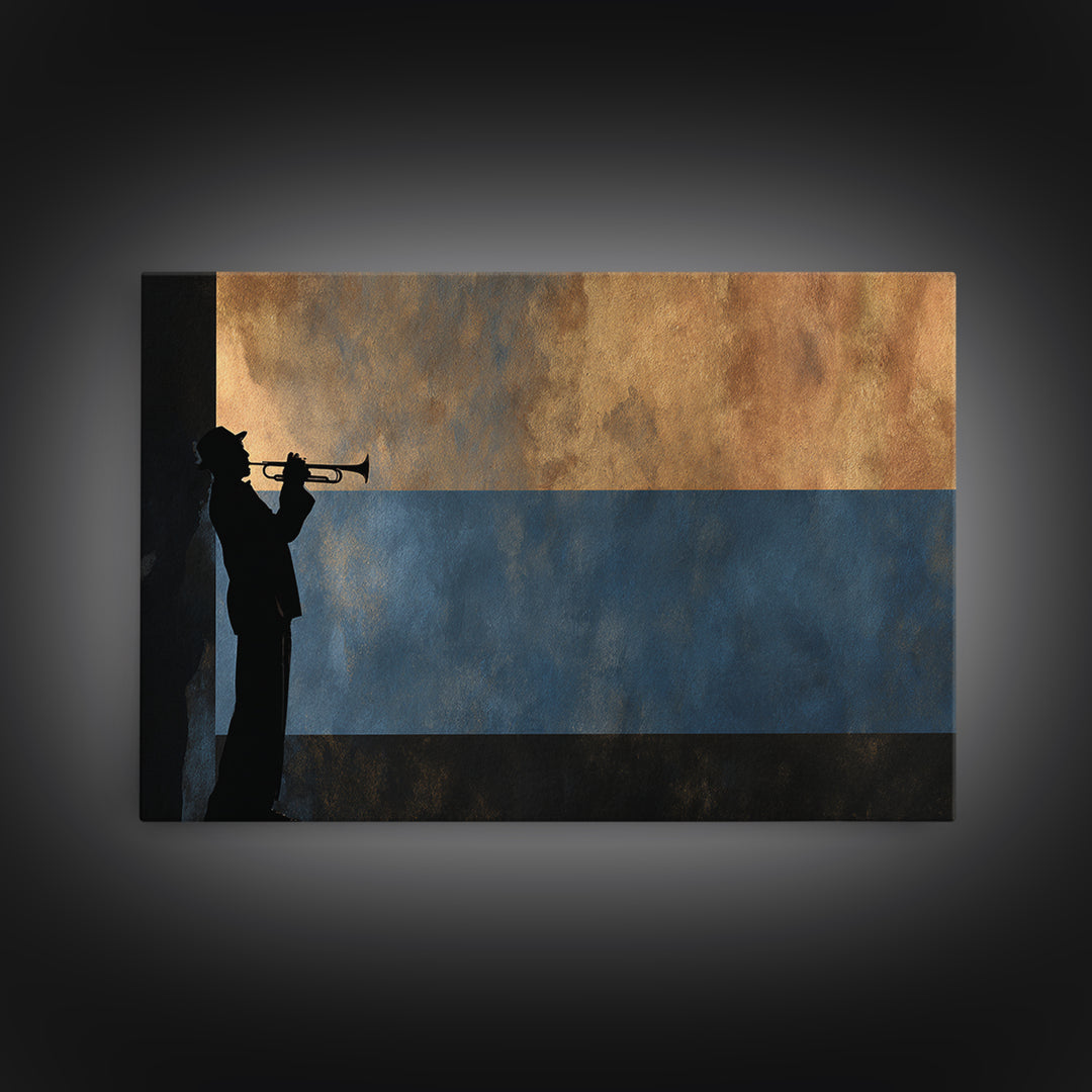 Urban Jazz Musician Silhouette Canvas Print, Urban Art, Neutral Decor, Living Room Decor, Fine Art, Urban, Wall Art, Home Decor, URB-3x2-68