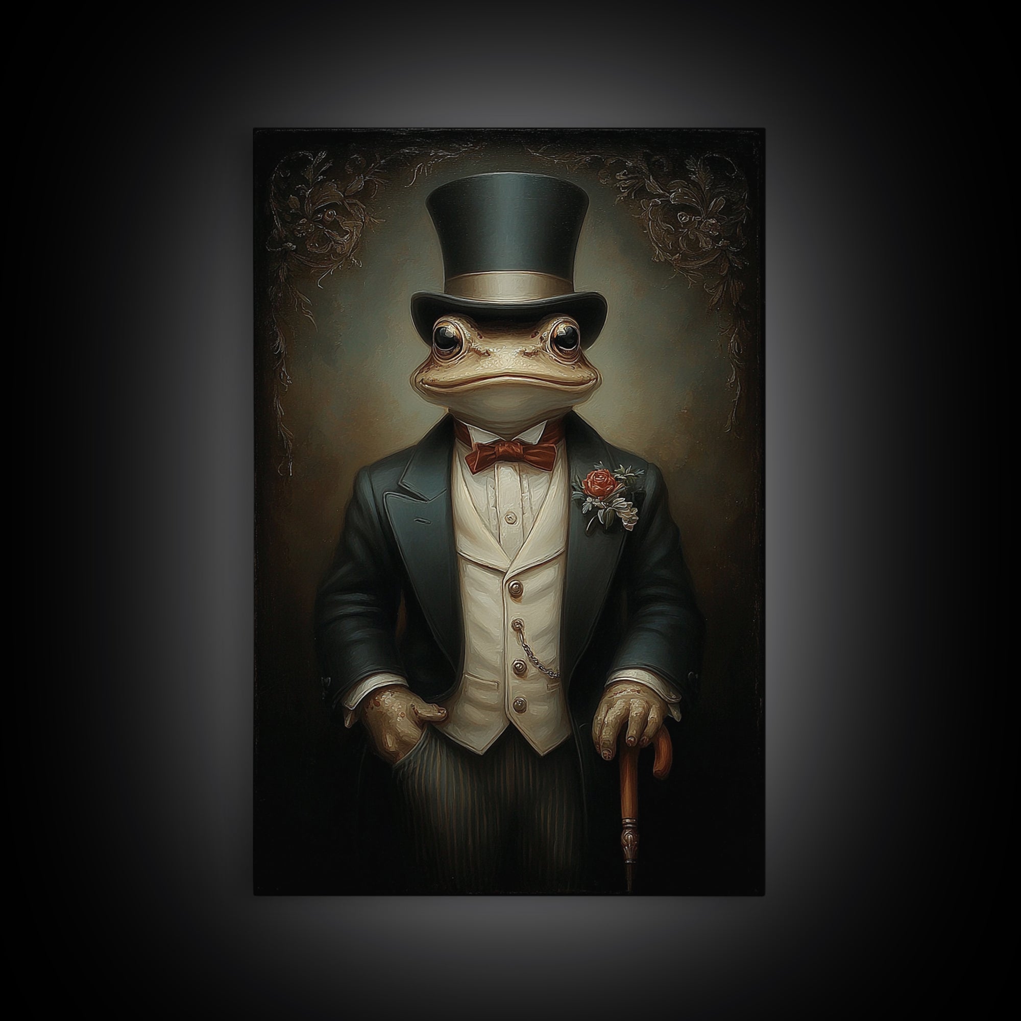 Toad Prince, Victorian Animal Portrait, Halloween Art, Gothic Whimsy Decor, Anthropomorphic Costume Art