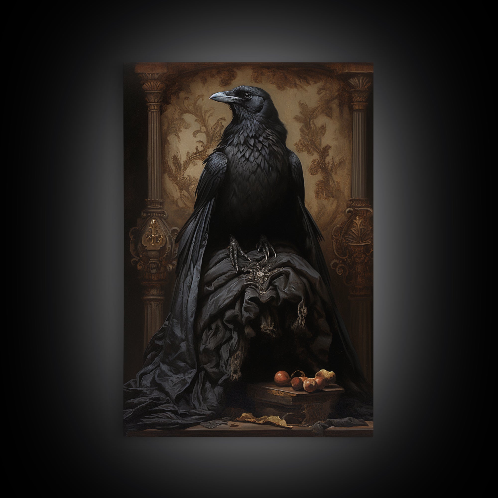 Raven Duchess, Victorian Animal Portrait, Halloween Art, Gothic Whimsy Decor, Anthropomorphic Costume Art