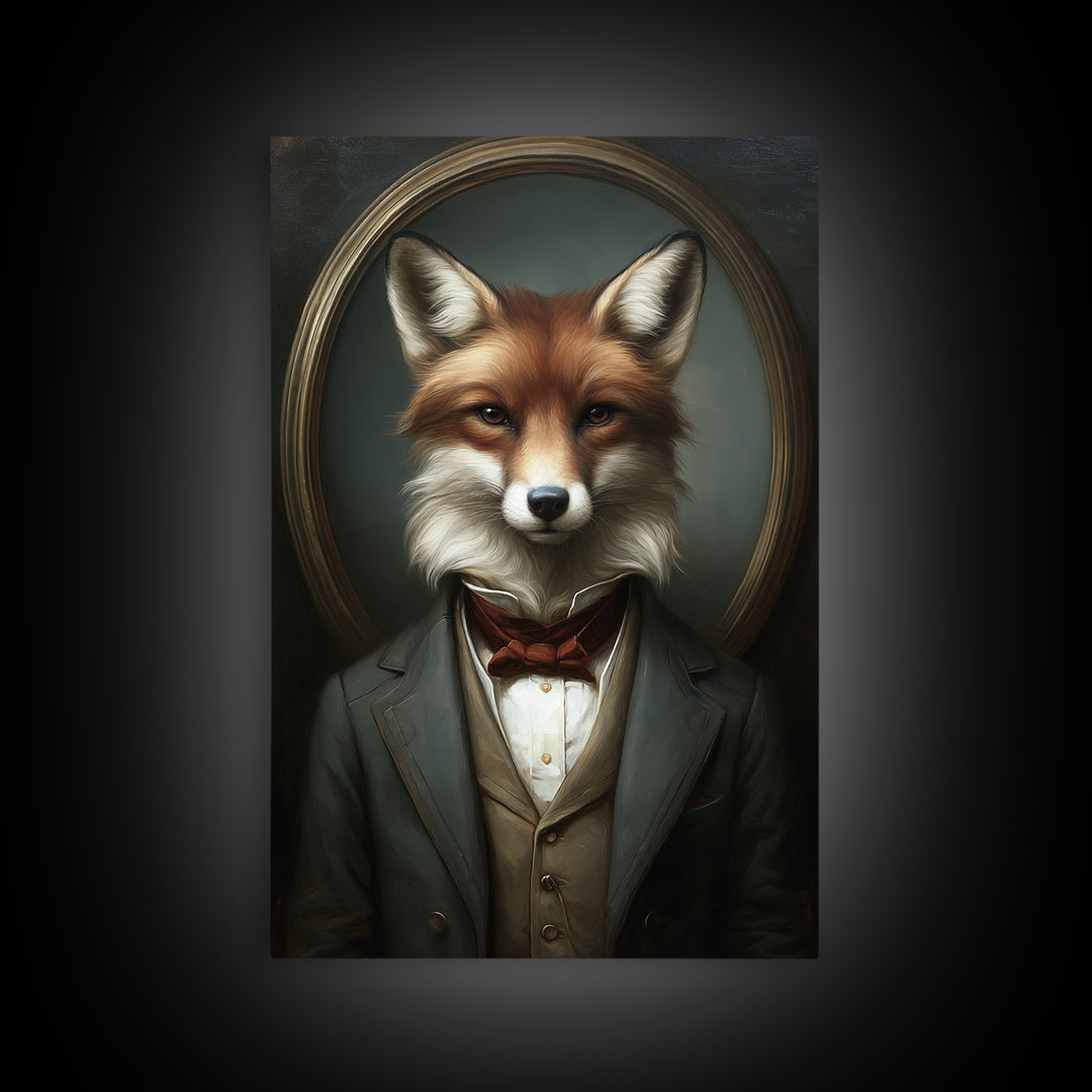 Fox Barrister, Victorian Animal Portrait, Halloween Art, Gothic Whimsy Decor, Anthropomorphic Costume Art