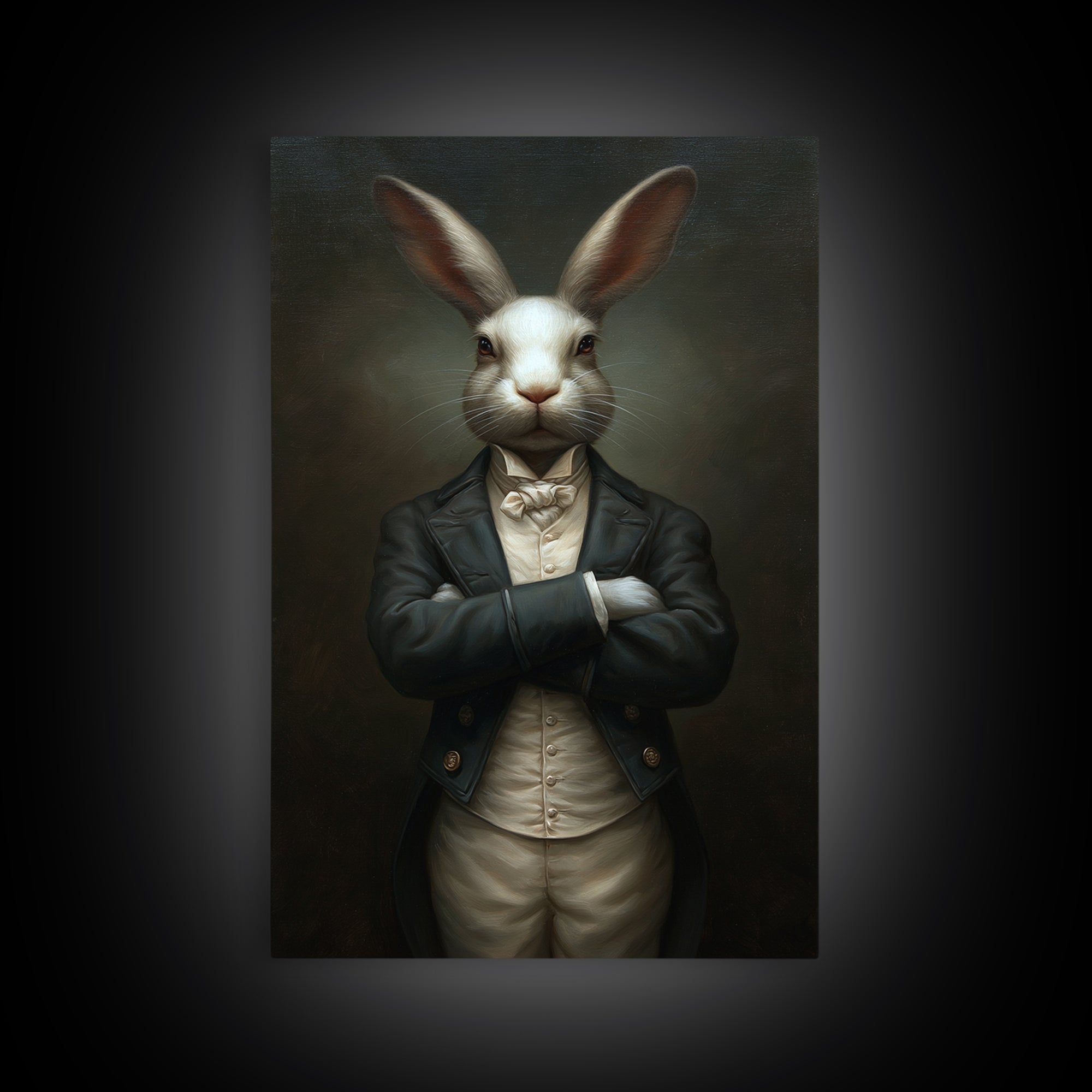 Rabbit Footman, Victorian Animal Portrait, Halloween Art, Gothic Whimsy Decor, Anthropomorphic Costume Art