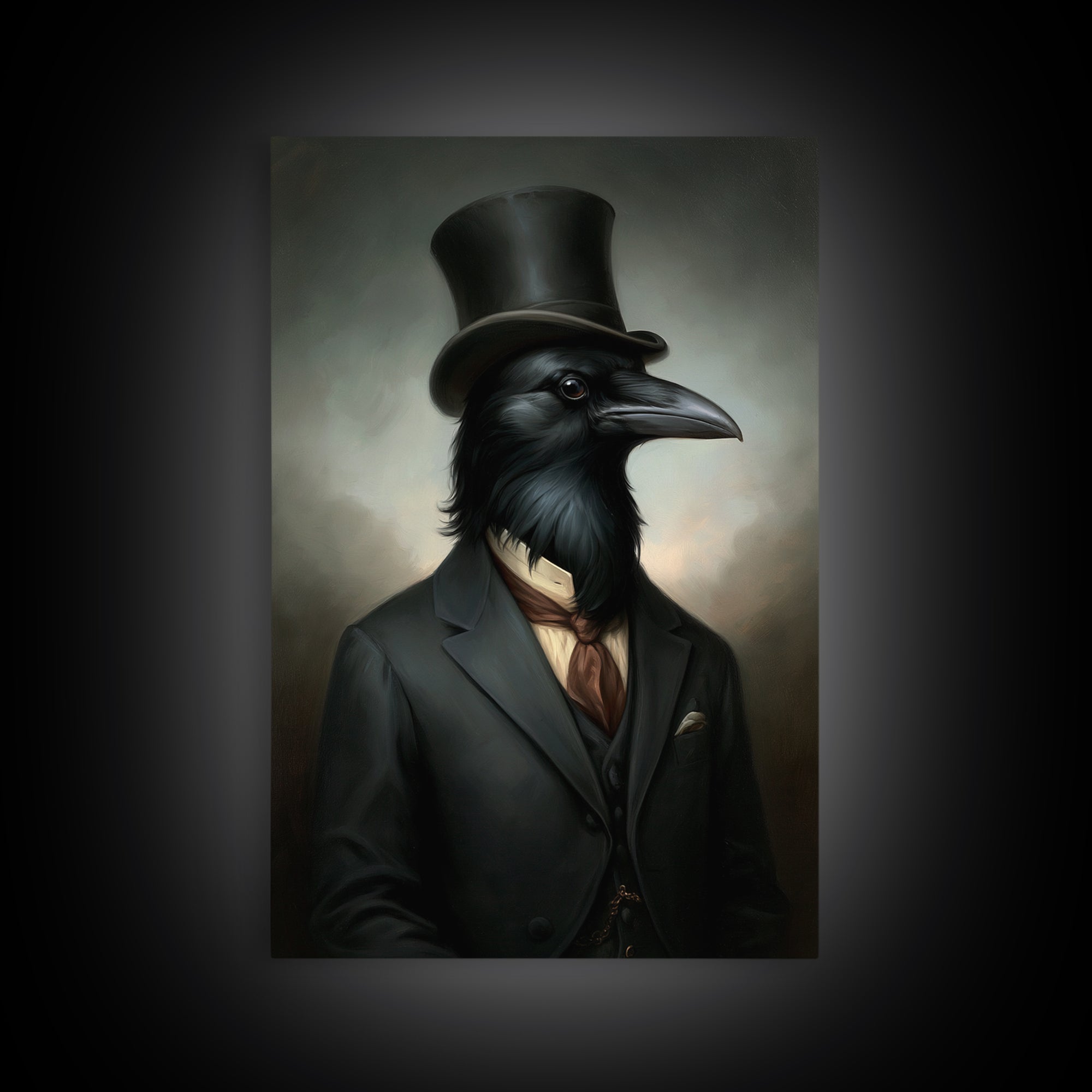 Crow Undertaker, Victorian Animal Portrait, Halloween Art, Gothic Whimsy Decor, Anthropomorphic Costume Art