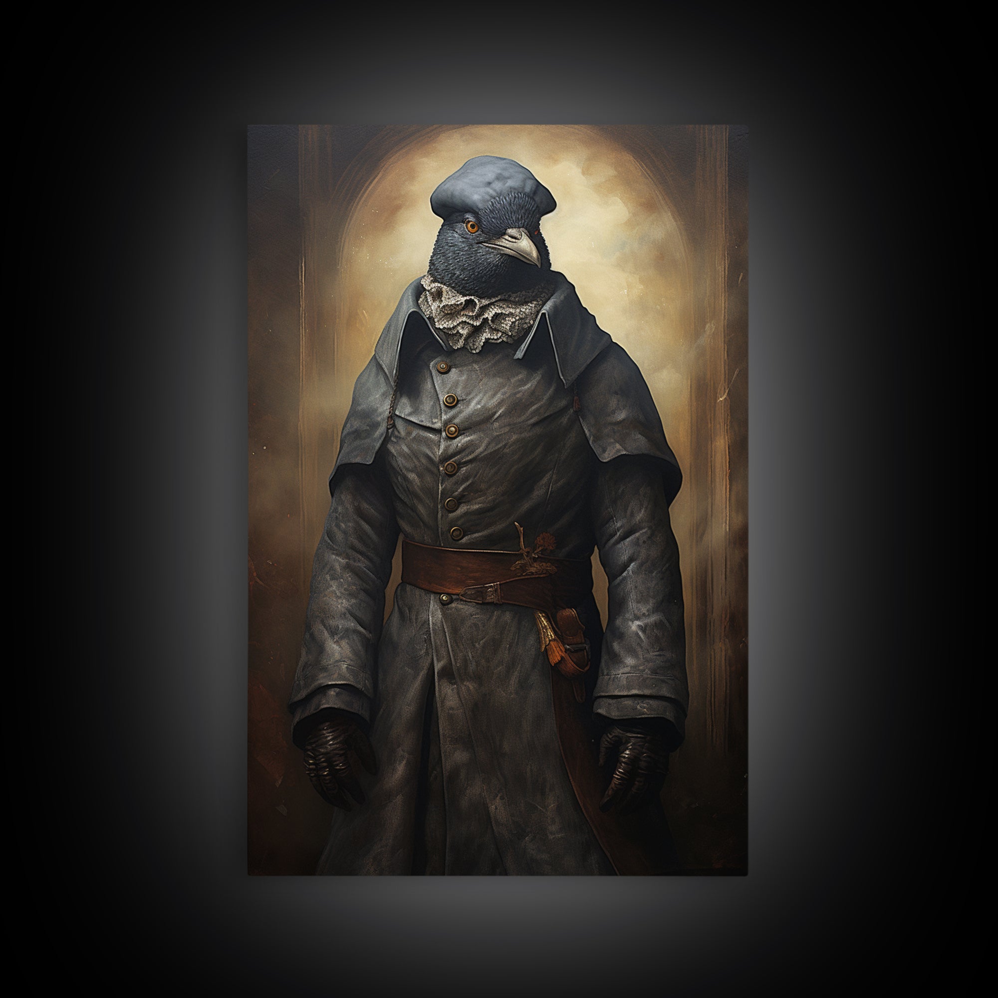 Pigeon Messenger, Victorian Animal Portrait, Halloween Art, Gothic Whimsy Decor, Anthropomorphic Costume Art
