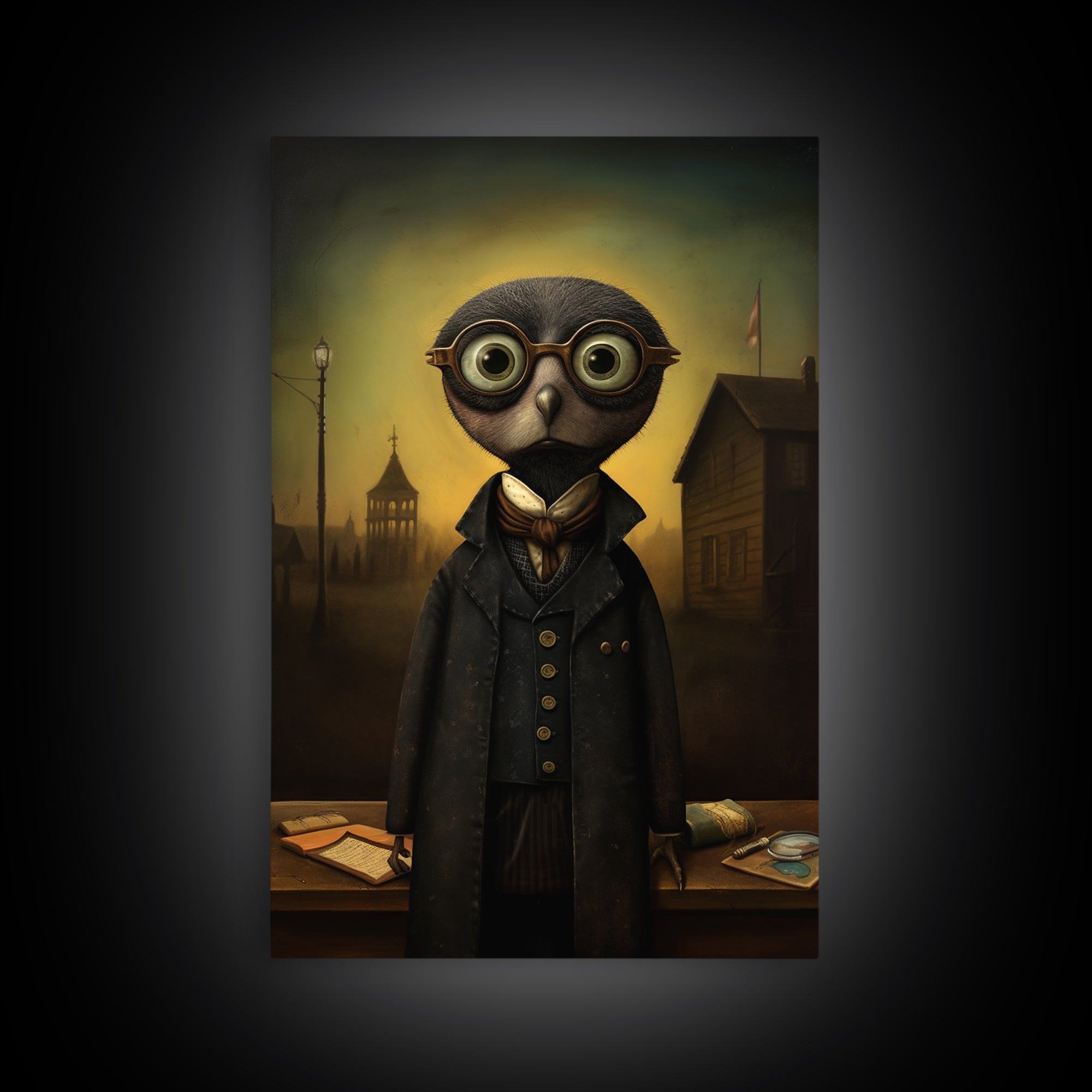 Mole Librarian, Victorian Animal Portrait, Halloween Art, Gothic Whimsy Decor, Anthropomorphic Costume Art
