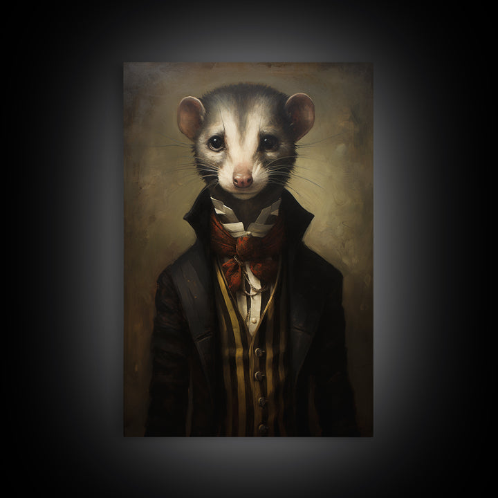 Weasel Aristocrat, Victorian Animal Portrait, Halloween Art, Gothic Whimsy Decor, Anthropomorphic Costume Art