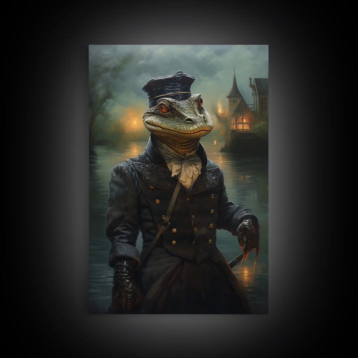 Otter Sailor, Victorian Animal Portrait, Halloween Art, Gothic Whimsy Decor, Anthropomorphic Costume Art