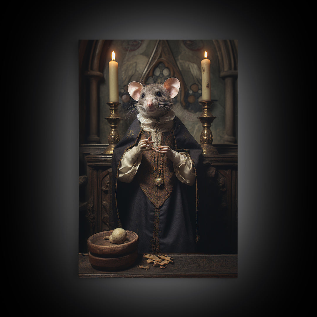 Rat Choirboy, Victorian Animal Portrait, Halloween Art, Gothic Whimsy Decor, Anthropomorphic Costume Art