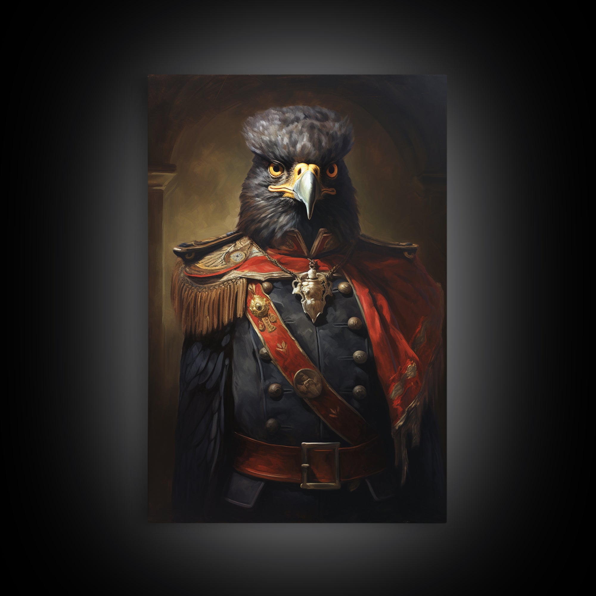 Falcon Officer, Victorian Animal Portrait, Halloween Art, Gothic Whimsy Decor, Anthropomorphic Costume Art