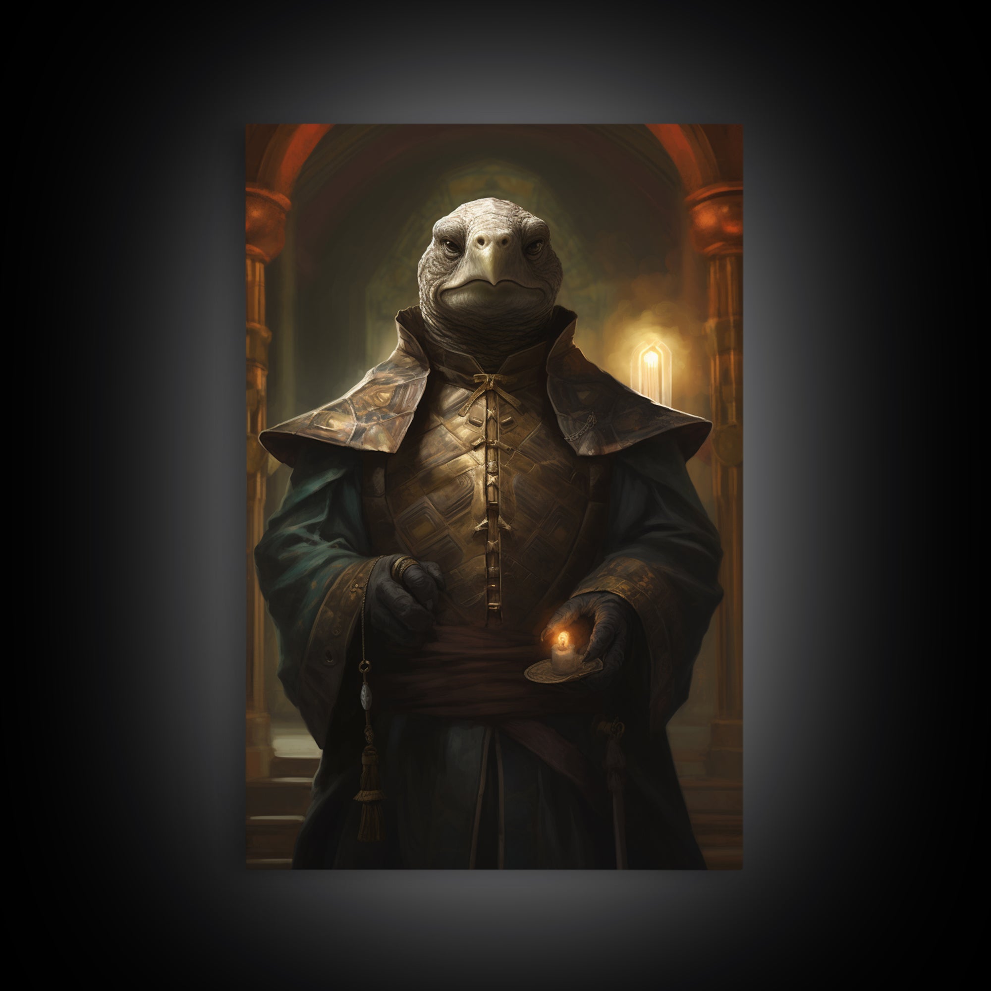 Tortoise Judge, Victorian Animal Portrait, Halloween Art, Gothic Whimsy Decor, Anthropomorphic Costume Art